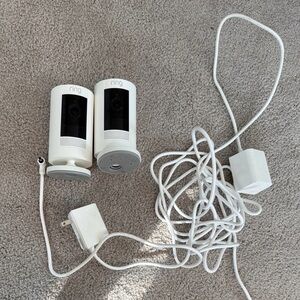 Ring White Security Cameras with Cables
